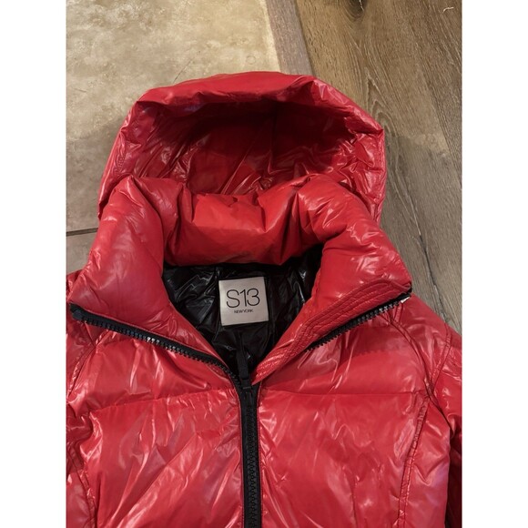 Sam. S13 Freestyle Down Nylon Puffer Jacket Candy Red Size S Festive Winter Coat - Picture 8 of 16